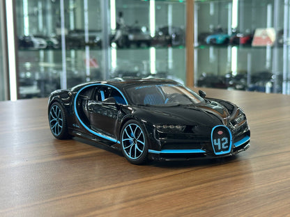 1/18 Diecast Bburago Chiron Zero 400 Zero in Black & Blue Wheels