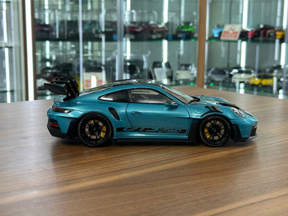 Minichamps Porsche 911 GT3 RS (992) 2023 Ipanema Blue Metallic 1/18 Scale Diecast Model Car | Full Opening | Limited Edition 400 pcs