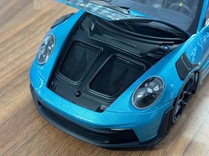 Minichamps Porsche 911 GT3 RS (992) 2023 Ipanema Blue Metallic 1/18 Scale Diecast Model Car | Full Opening | Limited Edition 400 pcs