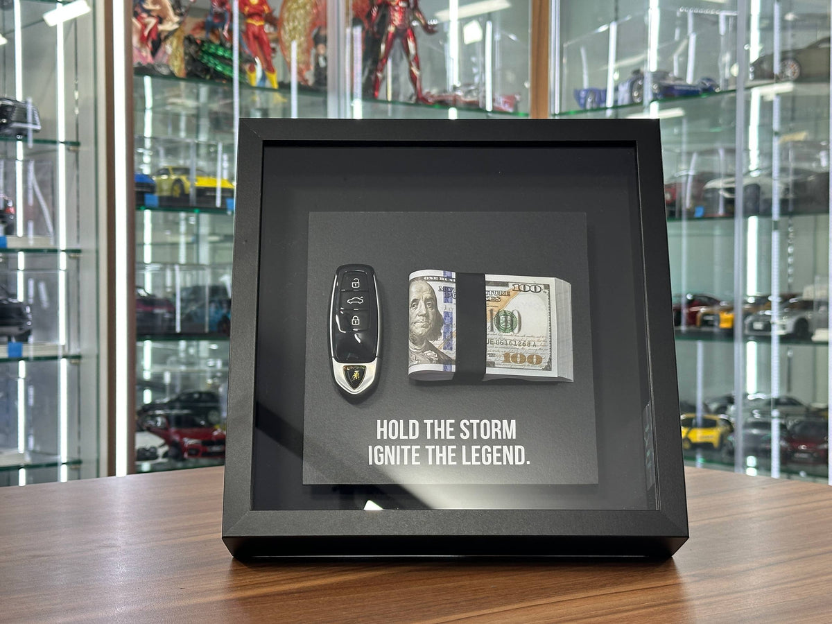 Lamborghini Premium Car Key Frame Wall Art 27cm x 27cm | Lamborghini Key Display Frame | Luxury Automotive Decor