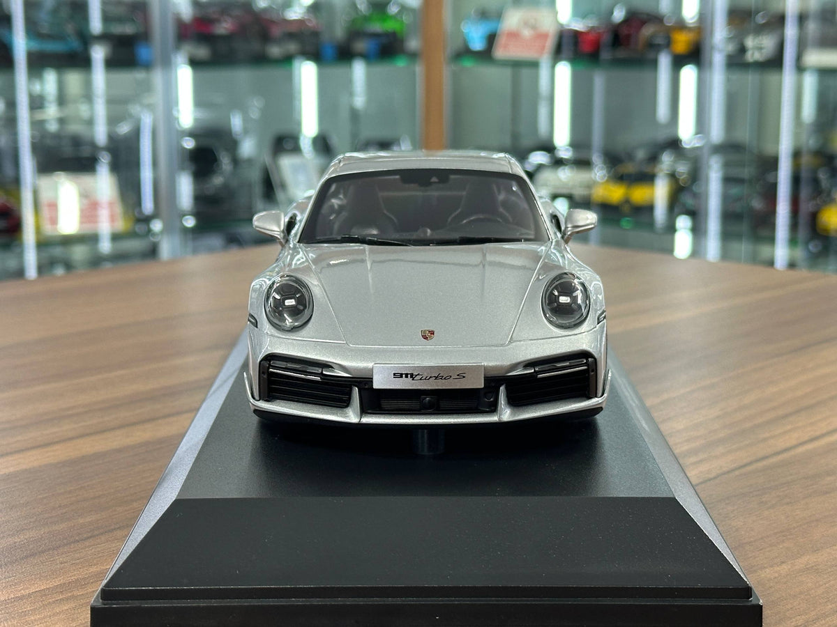 Minichamps Porsche 911 (992) Turbo S Coupe Sport Design 2024 Silver 1/18 Scale Diecast Model Car | Limited Edition 300 pcs