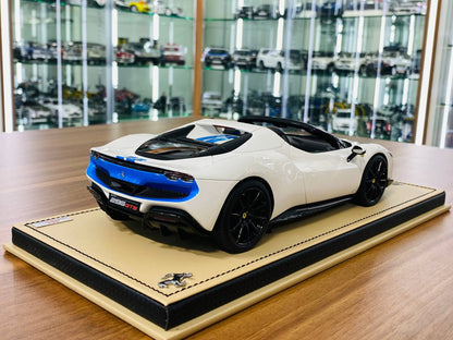 MR Collection Models Ferrari 296 GTS - 1/18 Resin Model, Limited Edition, White/Blue
