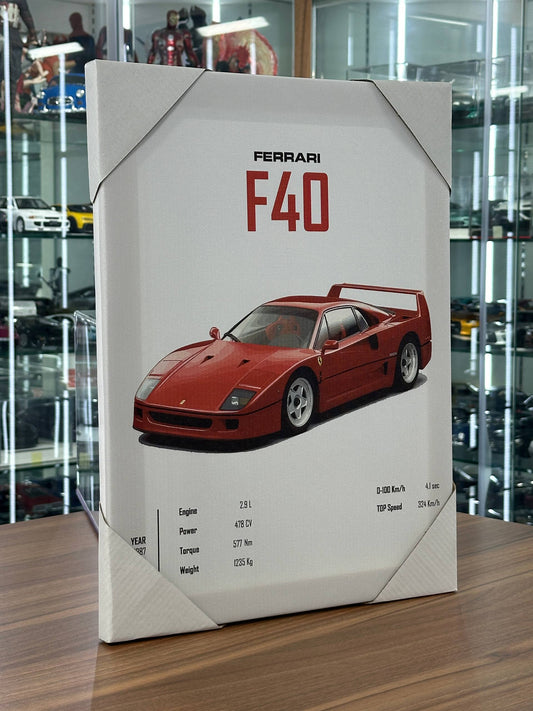 Ferrari F40 Canvas Wall Poster (40cm x 30cm)