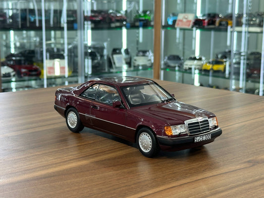 Norev Dealer Edition Mercedes-Benz 300 CE-24 Coupe C124 1988–1992 Almandine Red 1/18 Scale Diecast Model Car | Full Opening