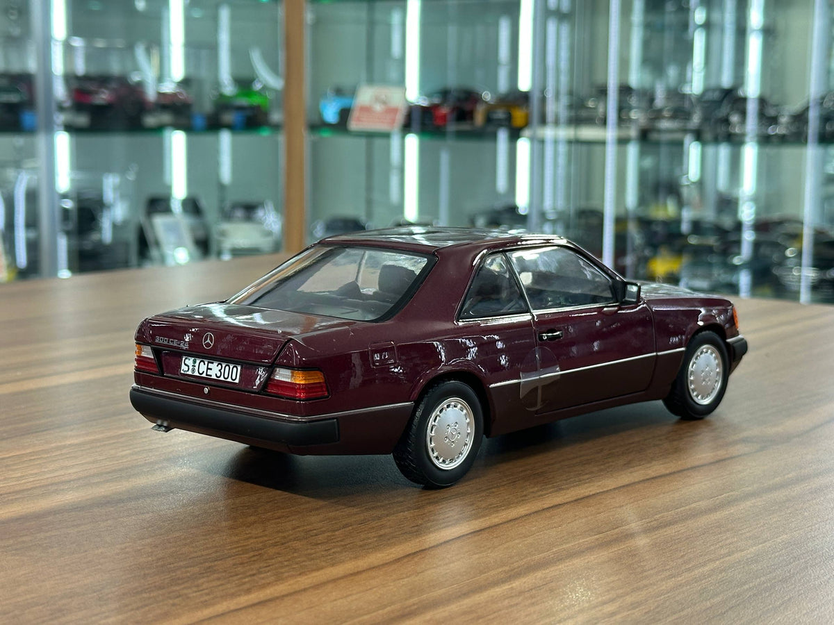 Norev Dealer Edition Mercedes-Benz 300 CE-24 Coupe C124 1988–1992 Almandine Red 1/18 Scale Diecast Model Car | Full Opening