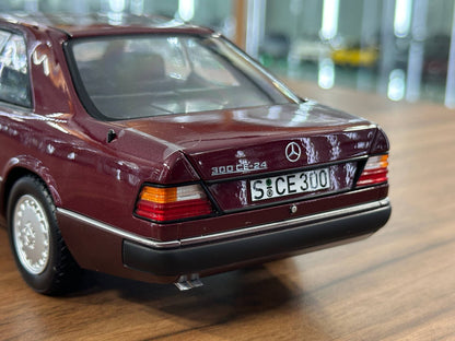 Norev Dealer Edition Mercedes-Benz 300 CE-24 Coupe C124 1988–1992 Almandine Red 1/18 Scale Diecast Model Car | Full Opening