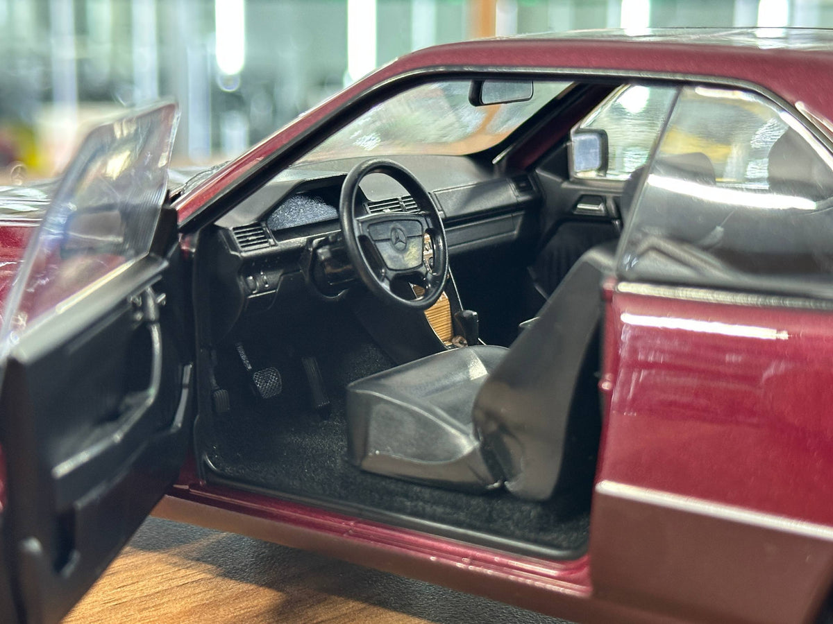 Norev Dealer Edition Mercedes-Benz 300 CE-24 Coupe C124 1988–1992 Almandine Red 1/18 Scale Diecast Model Car | Full Opening