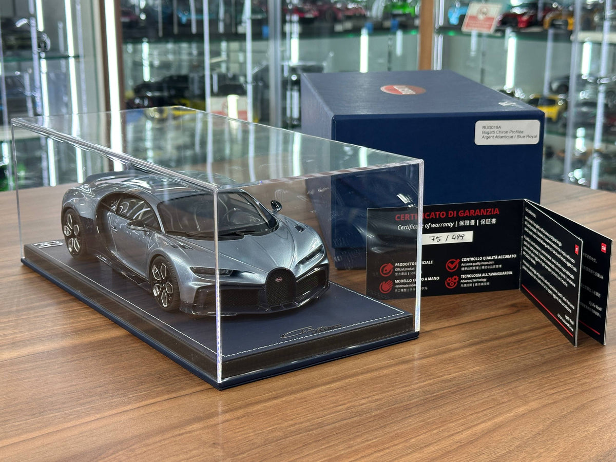 1/18 Resin MR Collection Bugatti Chiron Profilee Argent Atlantique / blue royal Limited-499 pcs