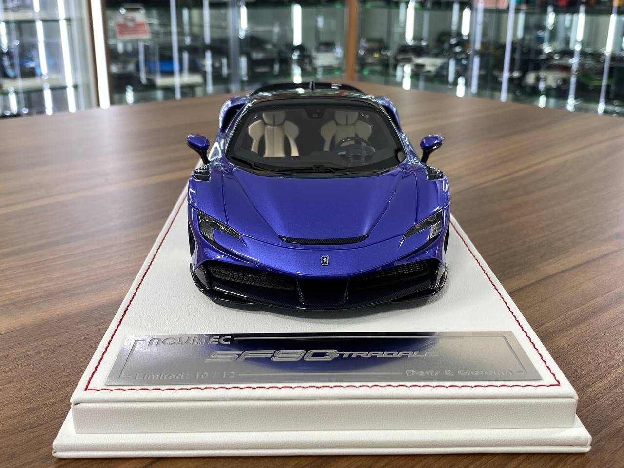1/18 Resin – Ferrari SF90 Stradale Novitec | Davis & Giovanni | Pearl Purple Metallic, Carbon Roof | Limited 12