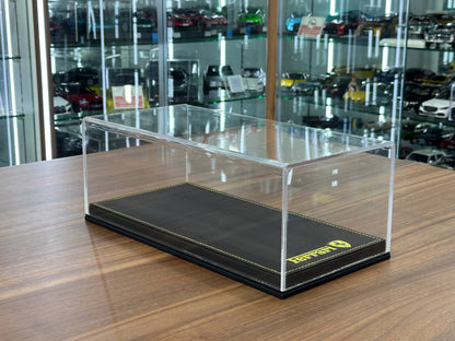 1/18 Acrylic Display Case – Black Leather Base – Ferrari Logo - Premium Collector Edition