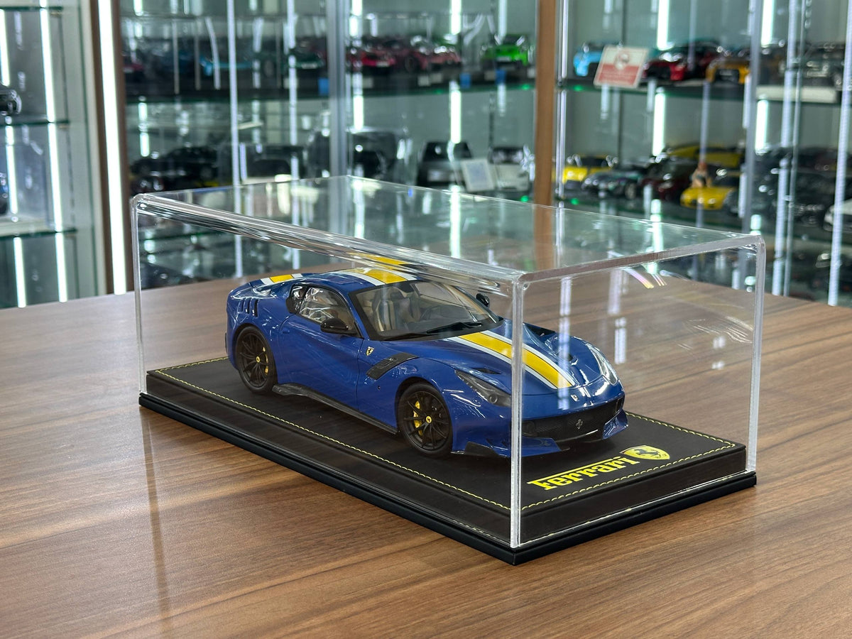 1/18 Acrylic Display Case – Black Leather Base – Ferrari Logo - Premium Collector Edition
