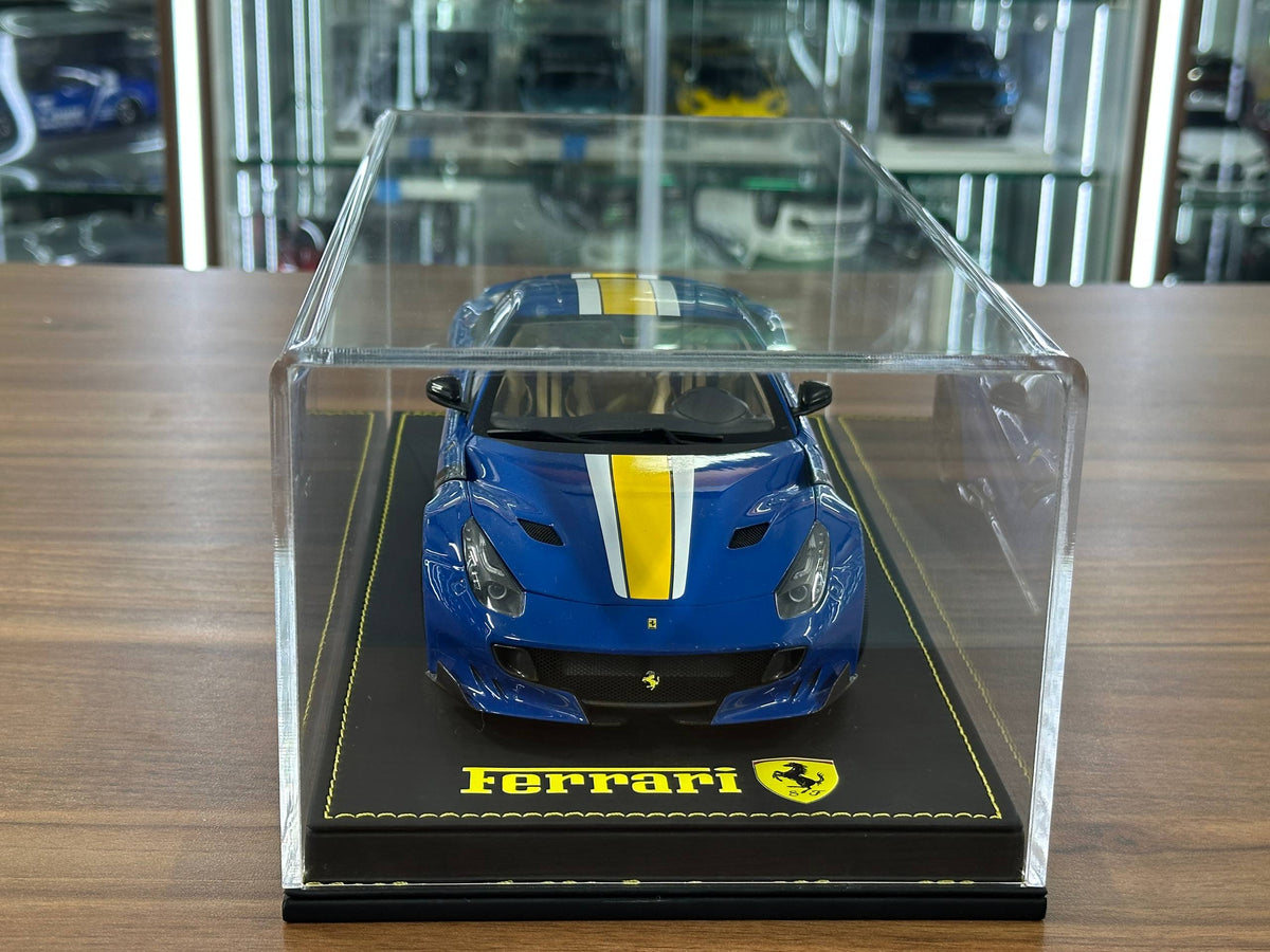 1/18 Acrylic Display Case – Black Leather Base – Ferrari Logo - Premium Collector Edition