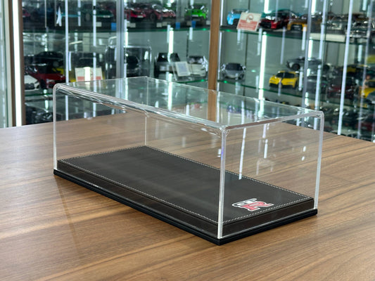 1/18 Acrylic Display Case – Black Leather Base – GTR Logo - Premium Collector Edition