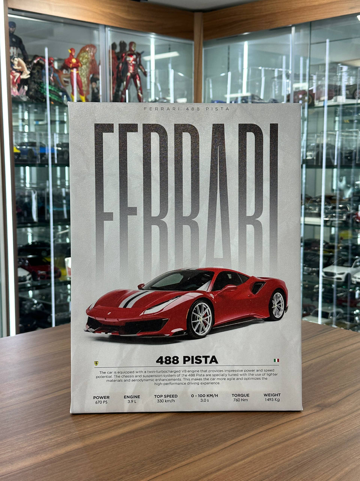 Ferrari 488 Pista Canvas Wall Poster (40cm x 30cm)