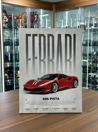 Ferrari 488 Pista Canvas Wall Poster (40cm x 30cm)
