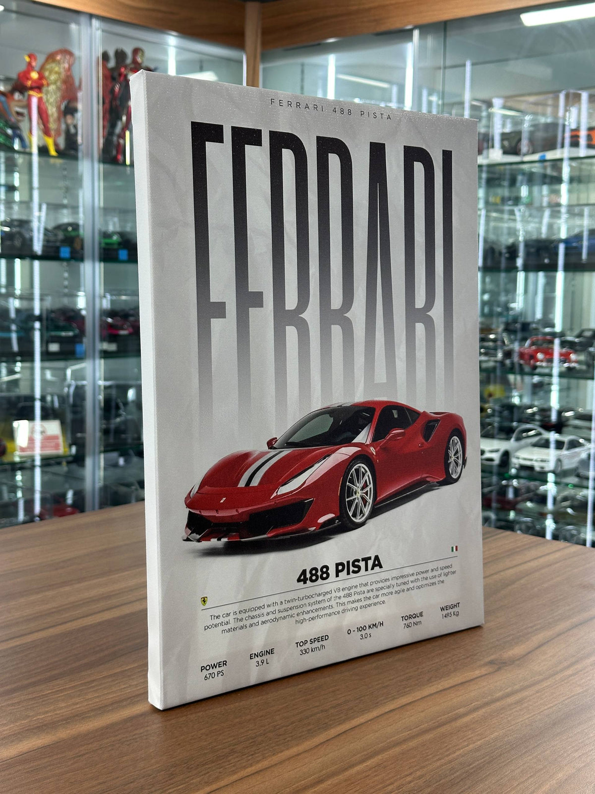 Ferrari 488 Pista Canvas Wall Poster (40cm x 30cm)