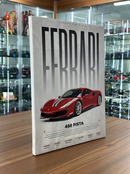Ferrari 488 Pista Canvas Wall Poster (40cm x 30cm)