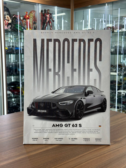Mercedes Benz AMG GT 63 S Canvas Wall Poster (40cm x 30cm)