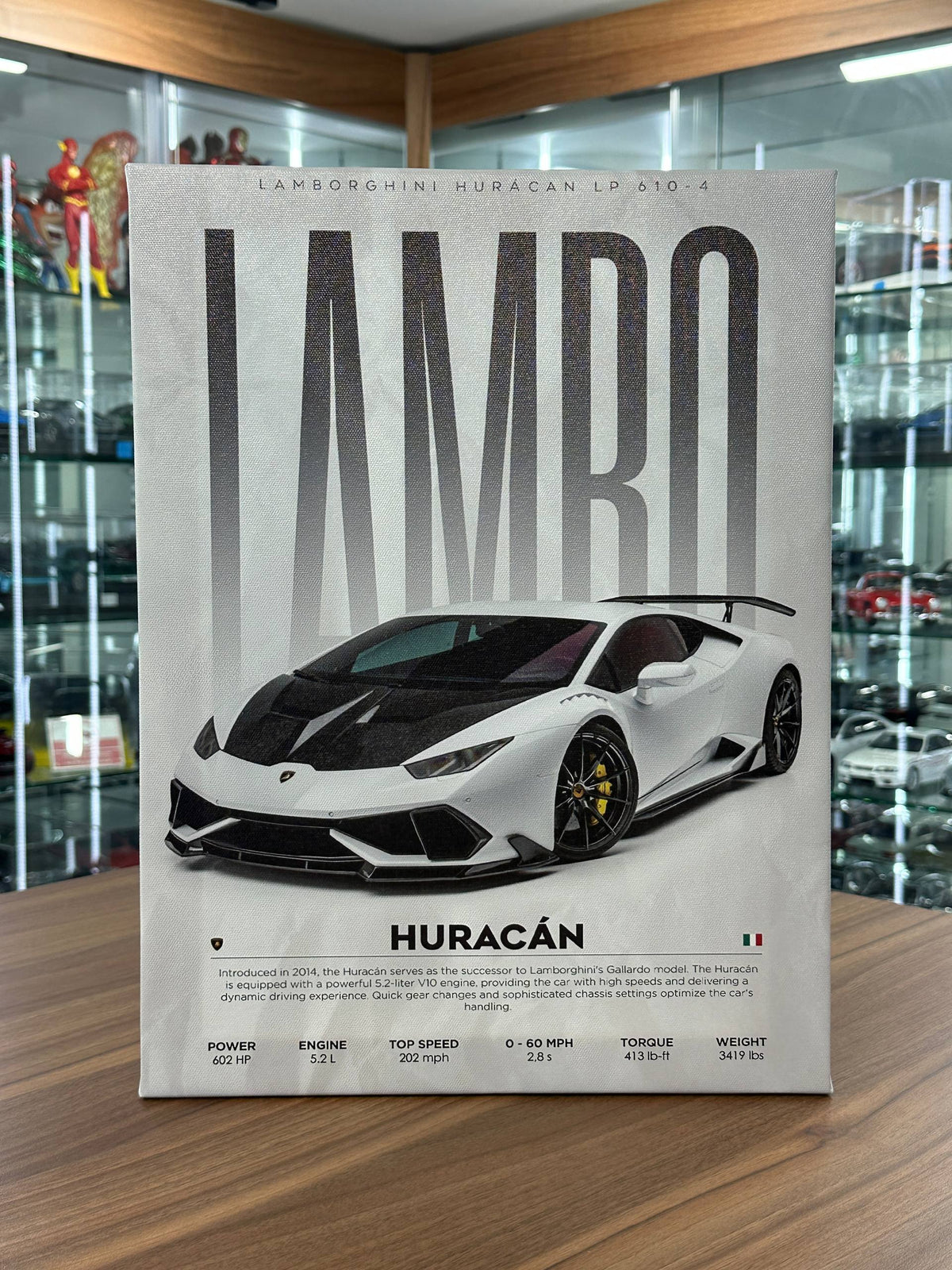 Lamborghini HURACAN Canvas Wall Poster (40cm x 30cm)