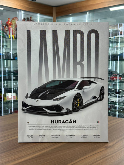 Lamborghini HURACAN Canvas Wall Poster (40cm x 30cm)