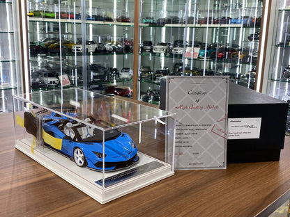 1/18 Resin Davis & Giovanni Lamborghini AVENTADOR SVJ #63 Blue with black roof & white rim Limited- 06 pcs