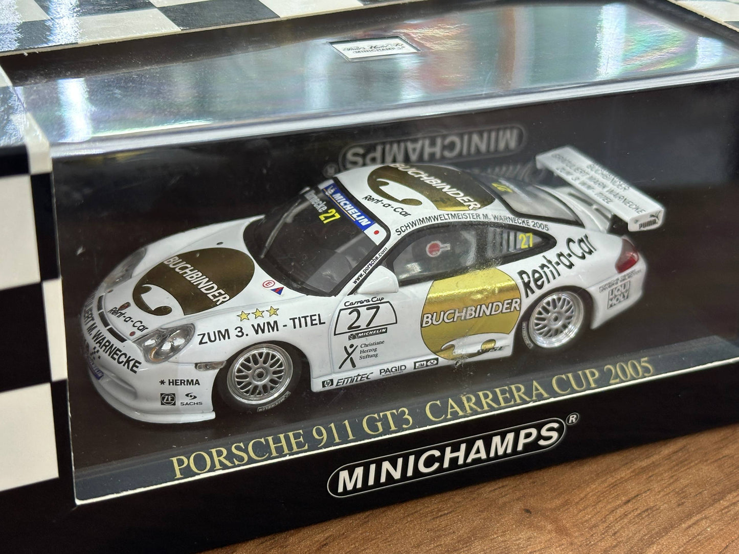 1/43 Diecast Porsche 911 GT3 Carrera Cup 2005 Araxa Buchbinder M.Warnecke (Minichamps)