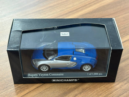 Minichamps Bugatti Veyron Centenaire (2009) – Chrome/Blue – 1:43 Diecast Model
