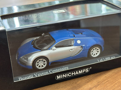 Minichamps Bugatti Veyron Centenaire (2009) – Chrome/Blue – 1:43 Diecast Model