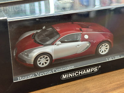 1/43 Diecast Model Minichamps Bugatti Veyron Centenaire (2009) – Chrome/Red