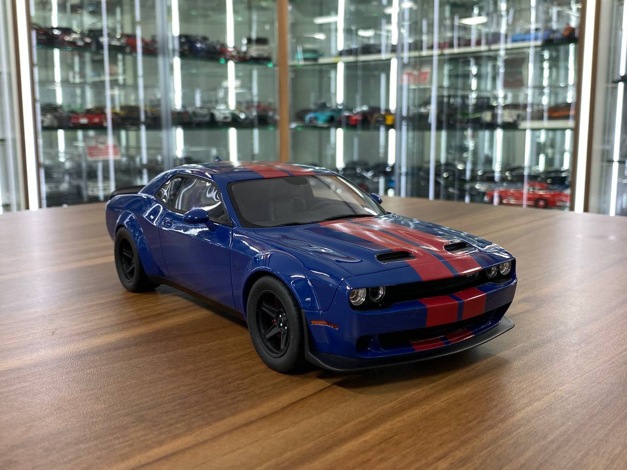 1/18 Resin GT Spirit Dodge Challenger SRT Super Stock 2021 Blue / Red Stripes Limited 999 pcs