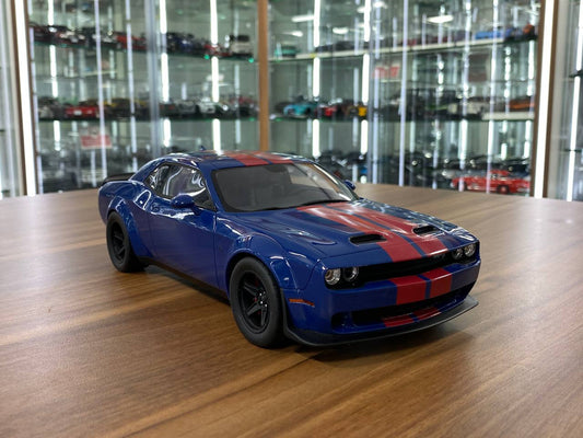 1/18 Resin GT Spirit Dodge Challenger SRT Super Stock 2021 Blue / Red Stripes Limited 999 pcs