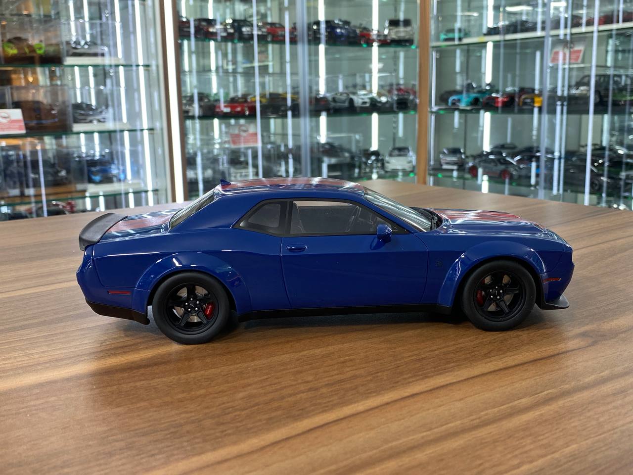 1/18 Resin GT Spirit Dodge Challenger SRT Super Stock 2021 Blue / Red Stripes Limited 999 pcs