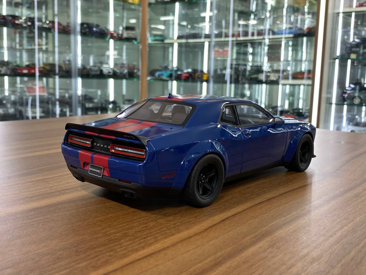 1/18 Resin GT Spirit Dodge Challenger SRT Super Stock 2021 Blue / Red Stripes Limited 999 pcs