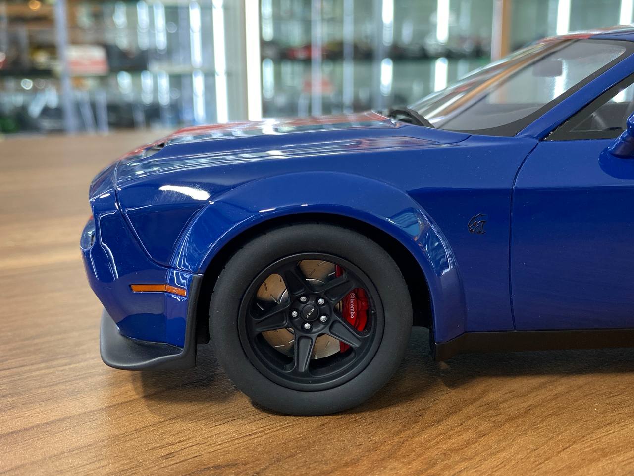 1/18 Resin GT Spirit Dodge Challenger SRT Super Stock 2021 Blue / Red Stripes Limited 999 pcs