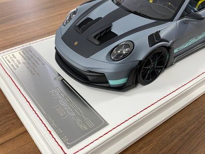 1/18 Resin model Davis & Giovanni Porsche 911 GT3 RS (992) Maty grey, turquoise livery Limited- 8 pcs