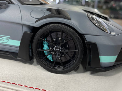 1/18 Resin model Davis & Giovanni Porsche 911 GT3 RS (992) Maty grey, turquoise livery Limited- 8 pcs