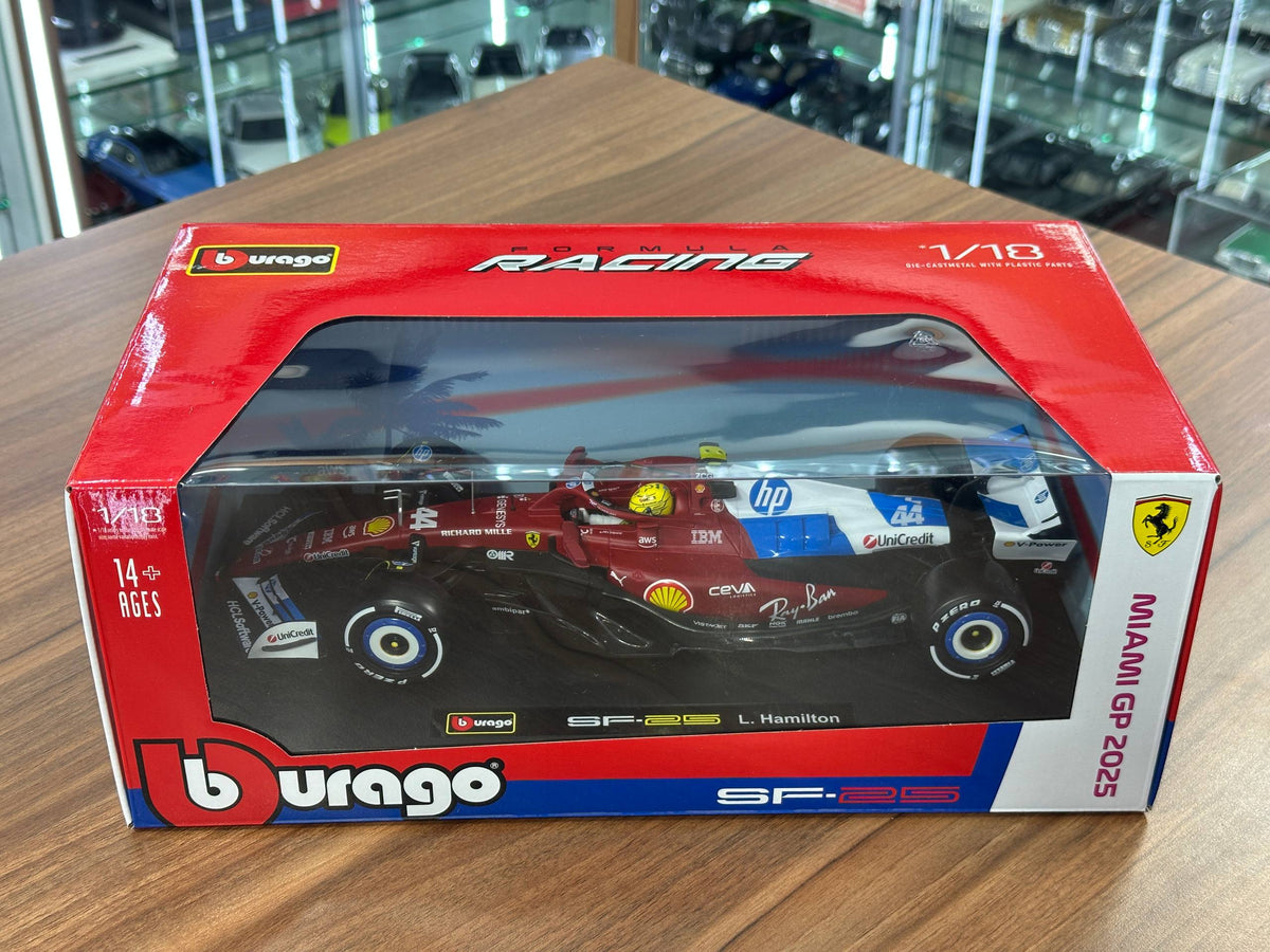 1:18 Bburago Ferrari SF-25 Lewis Hamilton #44 Miami GP 2025 - Matt Red
