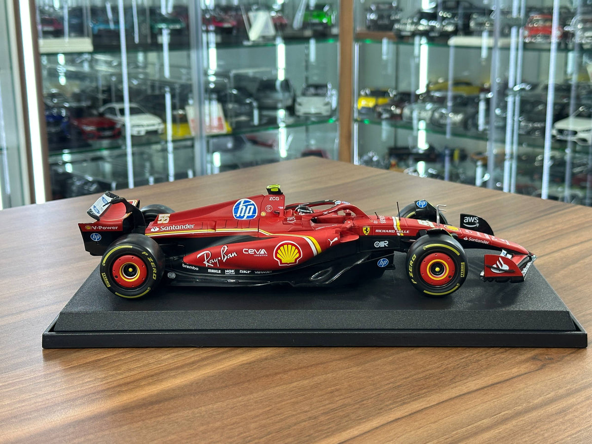 1:18 Bburago Ferrari SF-24 Carlos Sainz #55 2024 Season - Matt Red