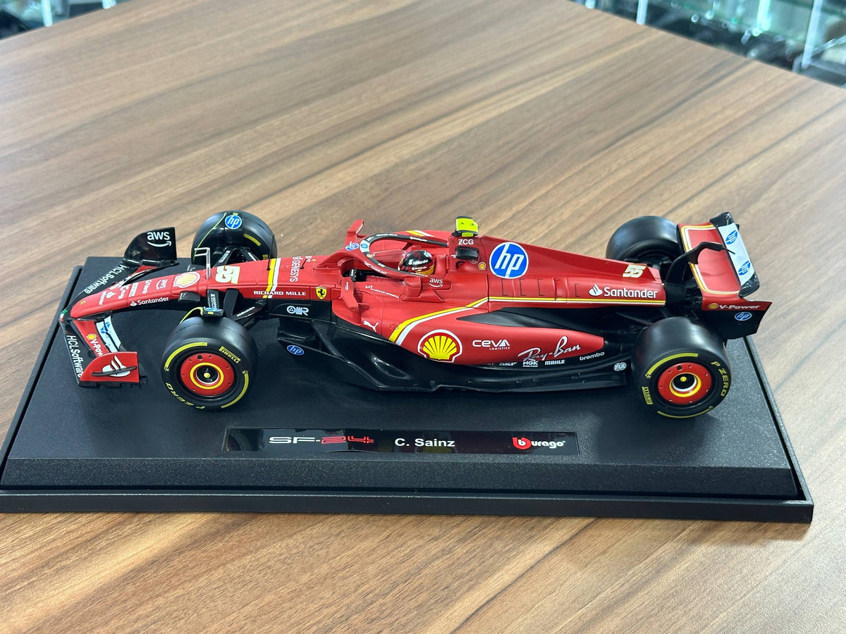 1:18 Bburago Ferrari SF-24 Carlos Sainz #55 2024 Season - Matt Red
