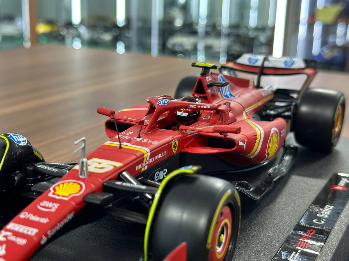 1:18 Bburago Ferrari SF-24 Carlos Sainz #55 2024 Season - Matt Red