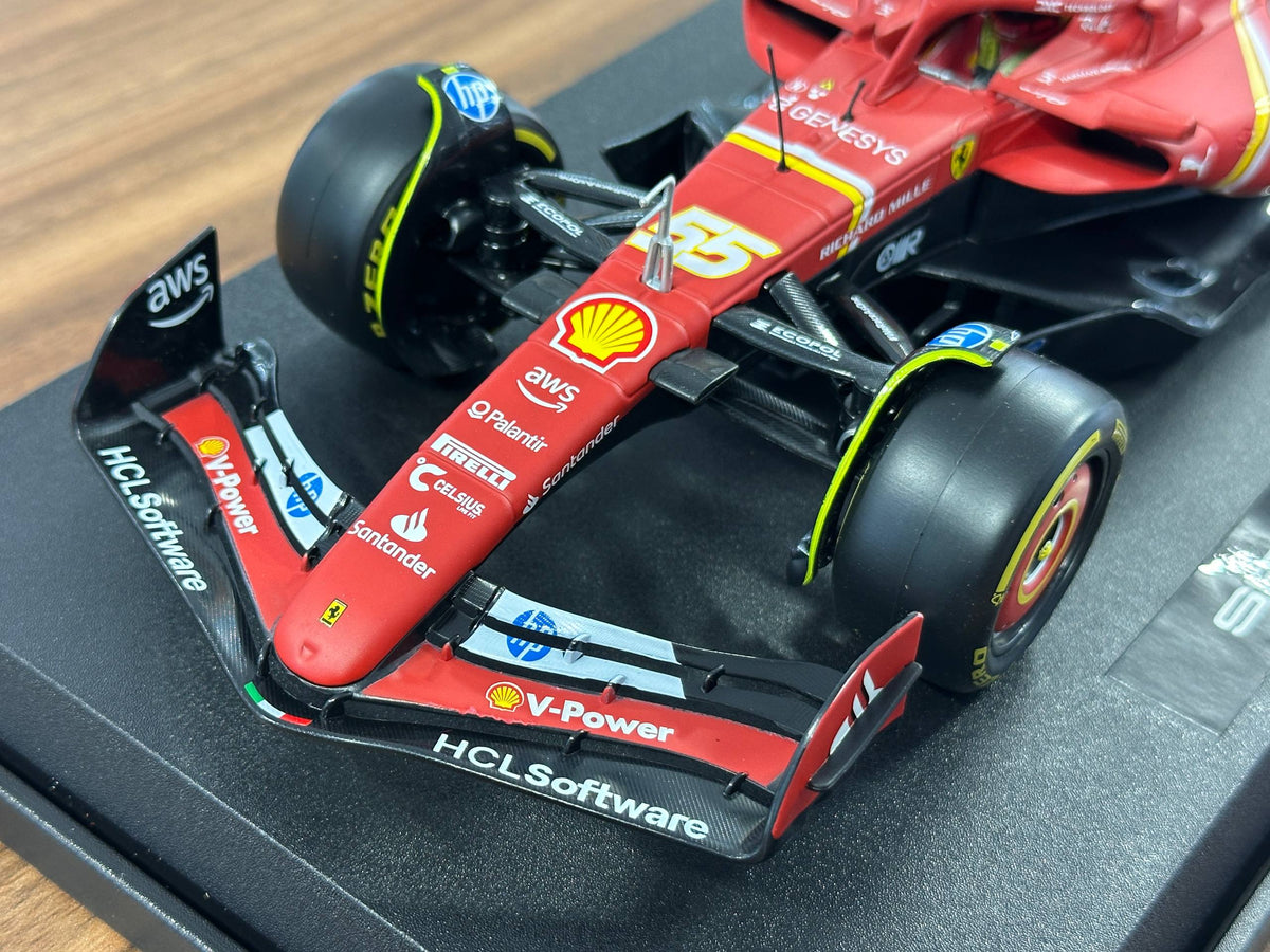 1:18 Bburago Ferrari SF-24 Carlos Sainz #55 2024 Season - Matt Red