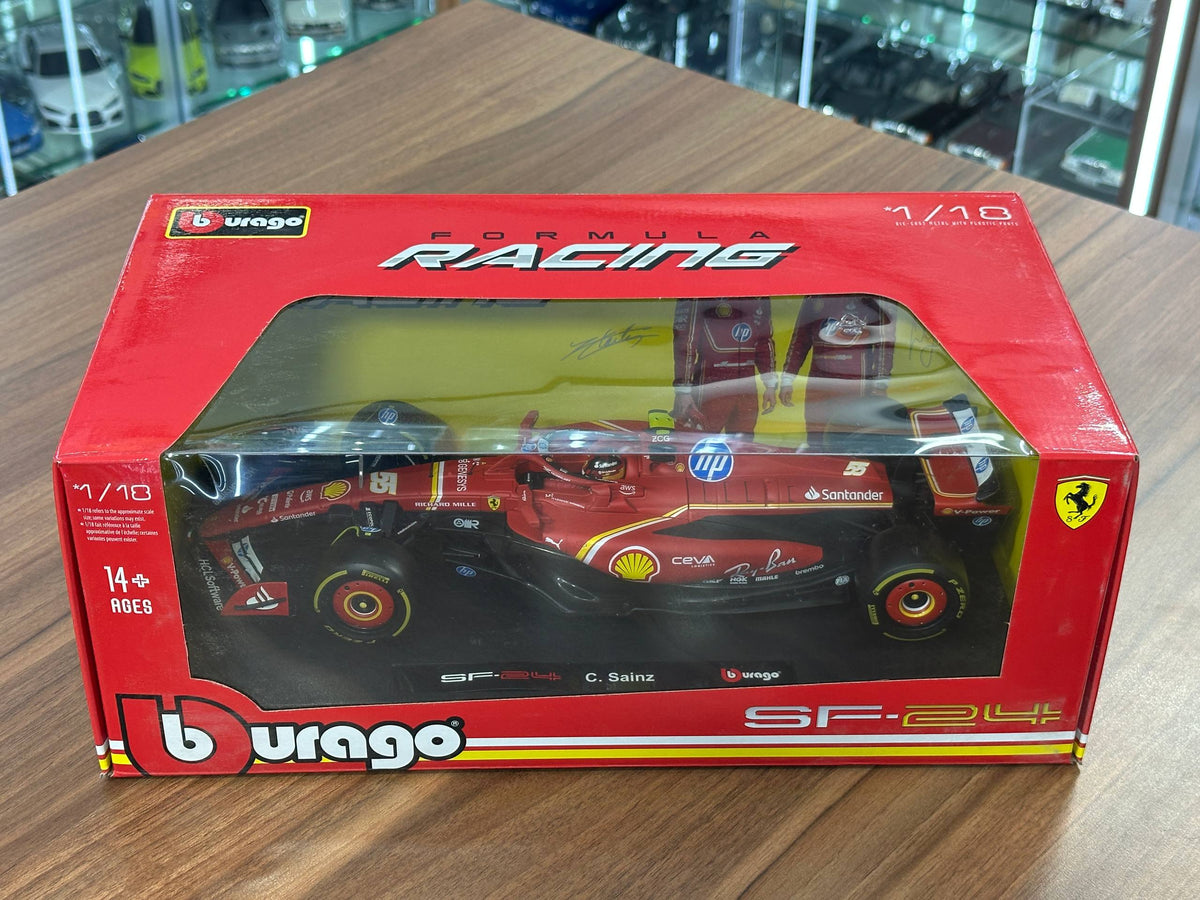 1:18 Bburago Ferrari SF-24 Carlos Sainz #55 2024 Season - Matt Red