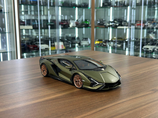 1/18 Diecast Lamborghini Sian FKP 37 Green Metallic  Bburago Scale Model Car