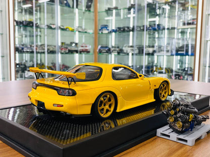 1/18 resin Polar Master Mazda RX7 FD3S with Engine Yellow Limited Edition