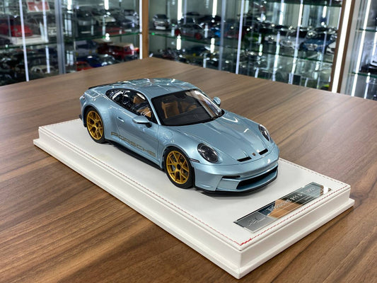 1/18 Resin IVY Models Porsche 911 S/T (992) Ice Blue / Gold Rim Limited-20 pcs