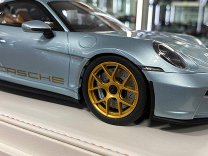 1/18 Resin IVY Models Porsche 911 S/T (992) Ice Blue / Gold Rim Limited-20 pcs