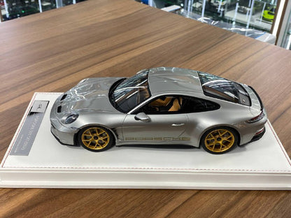 1/18 Resin IVY Models Porsche 911 S/T (992) Silver / Gold Rim Limited-20 pcs