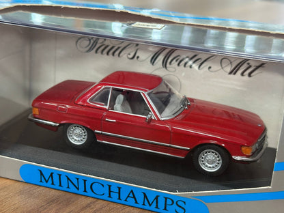 1/43 Diecast Mercedes 350 SL Cabriolet Hard Top in Red (Minichamps)