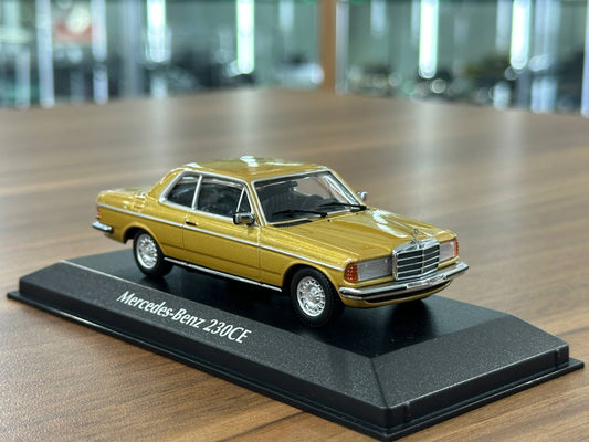 1/43 Diecast Mercedes Benz 230 CE 1976 in Gold Metallic (Maxichamps)