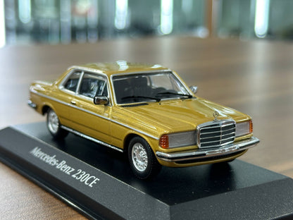 1/43 Diecast Mercedes Benz 230 CE 1976 in Gold Metallic (Maxichamps)